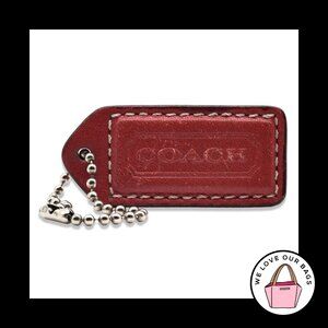 2" Medium Y2K VINTAGE COACH Red Leather Nickel Fob Bag Charm Keychain Hang Tag